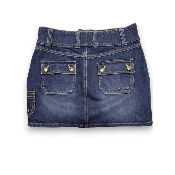 Y2K Old Navy Dark Blue Denim Mini Cargo Pocket Skirt Size 2 - Picture 9 of 9